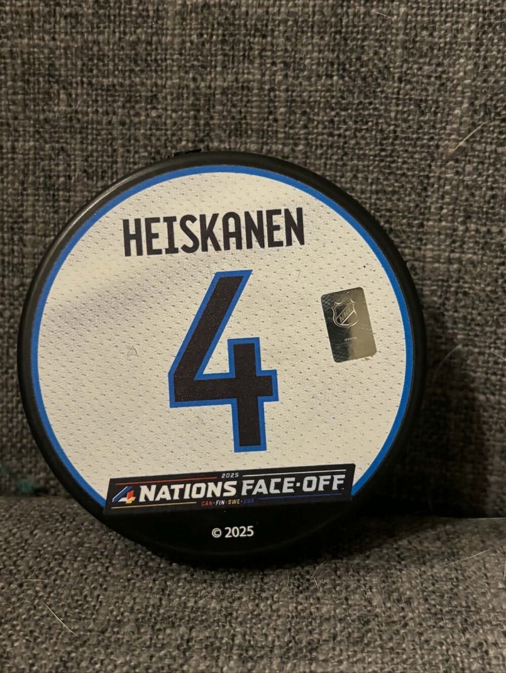 4 Nations Face Off 2025 Finland Miro Heiskanen NHL Souvenir Hockey Puck